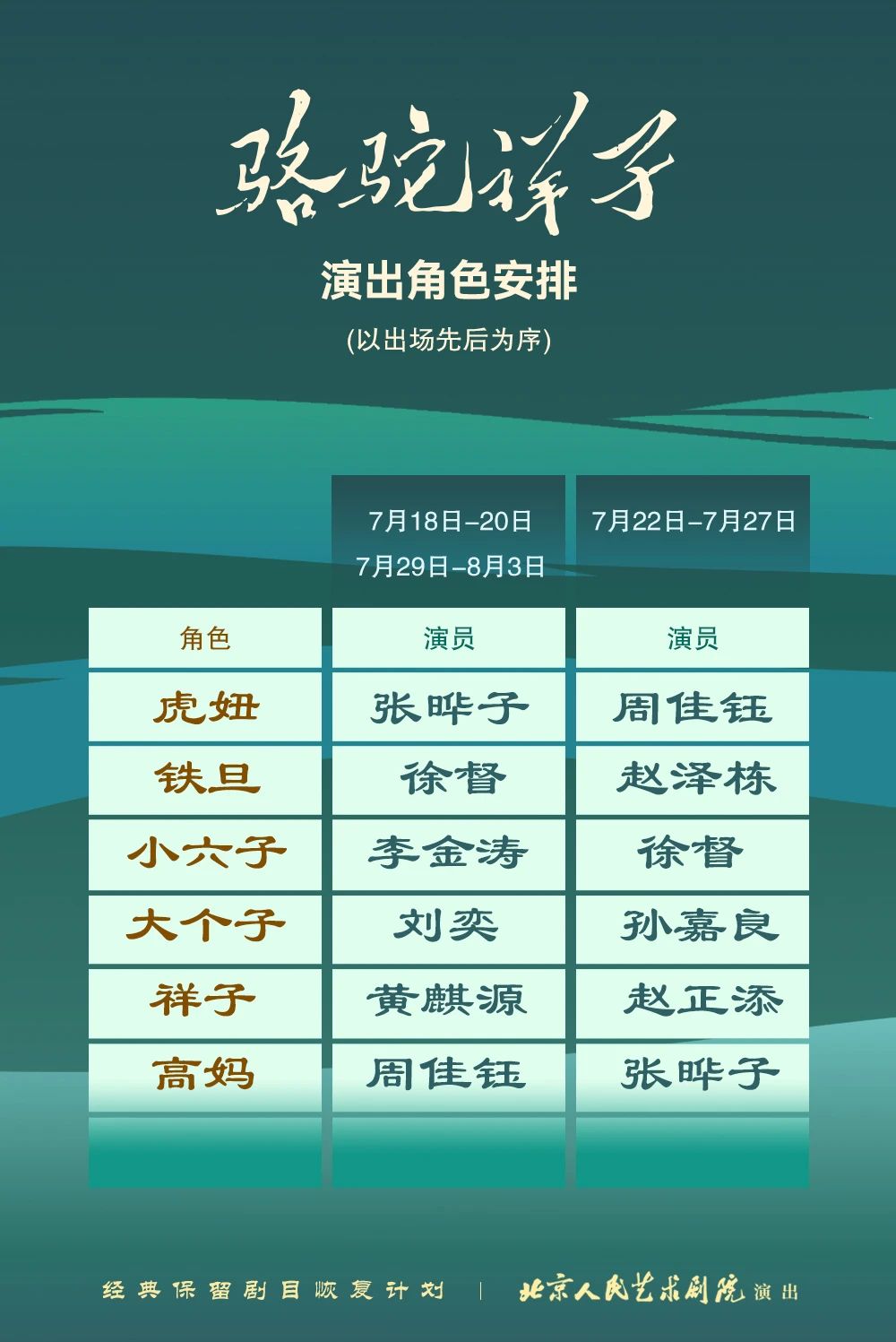 复刻1957年版 北京人艺《骆驼祥子》再现经典